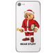 Чохол прозорий Print Bear Stuff на iPhone SE2 Мишка Санта Клаус