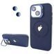 Чохол для iPhone 15 Logo Case PU Leather з лінзами та підставкою Stand Camera - Dark Blue