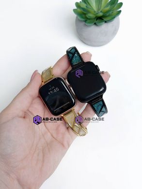 Ремінець для Apple Watch 38|40|41mm металевий Fashion Lady Band Black-Green