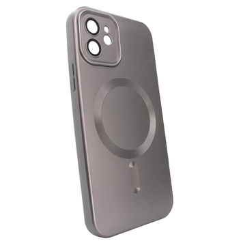Чехол матовый Silicone with MagSafe для iPhone 11 c защитными линзами на камеру Brown