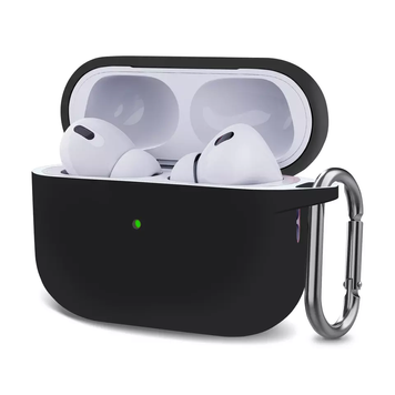 Чохол силіконовий на AirPods Pro 2 з карабіном Black