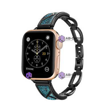 Ремешок для Apple Watch 38|40|41mm металлический Fashion Lady Band Black-Green