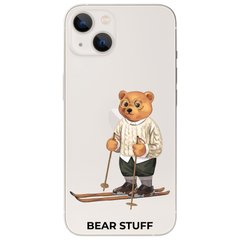 Чехол прозрачный Print Bear Stuff для iPhone 15 Plus Мишка на лыжах