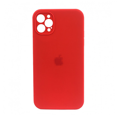 Чехол Silicone Case FULL CAMERA (square side) (для iPhone 12 pro) (Red)