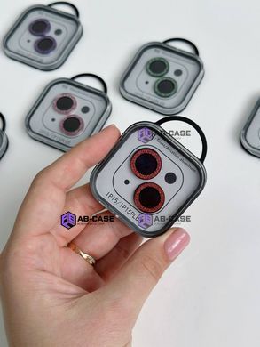 Защитные линзы для камеры iPhone 15 Diamonds Lens блестящие Red