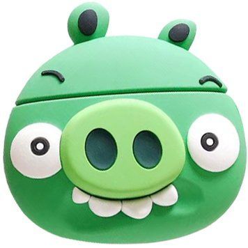 3D Чехол "Angry birds зеленый" для наушников AirPods 1/2