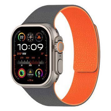 Ремінець для Apple Watch 38/40/41/[42mm S11/10] : Pebbled Magnetic Band &ndash; Gray+Orange