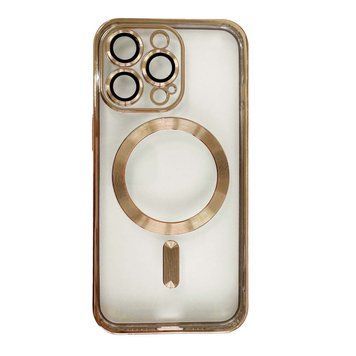 Чехол Shining with MagSafe для iPhone 14 Pro Max с защитными линзами на камеру Gold