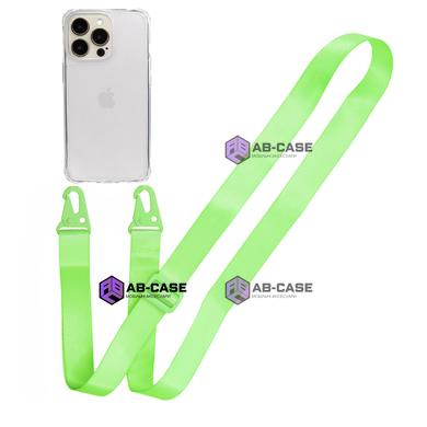 Прозрачный чехол для iPhone 11 Pro c ремешком Crossbody Neon Green