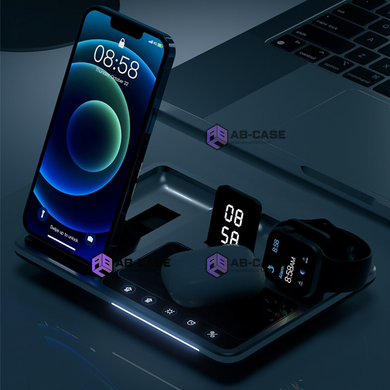 Безпровідна зарядка 3 в 1 30w (iPhone + Apple Watch + AirPods) Electric Lift Silver-Black