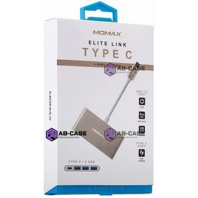 Переходник Type-C на (USB-A&times;4) Momax DHC1L &mdash; Gold