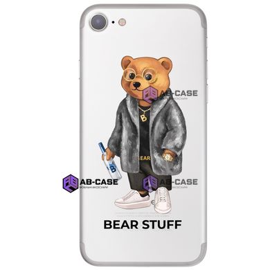 Чехол прозрачный Print Bear Stuff для iPhone SE2 Мишка в шубе