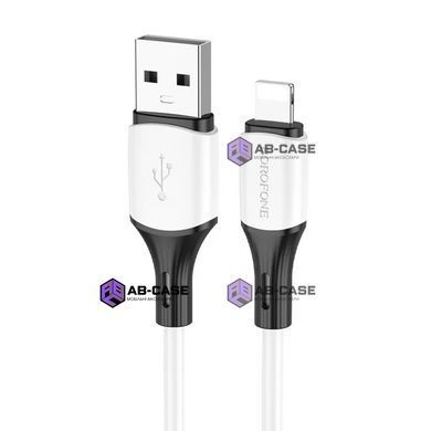 Кабель BOROFONE (USB &ndash; Lightning) 2.4A BX79 Silicone &ndash; White (1m)