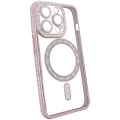 Чехол для iPhone 15 Pro Max Diamond Shining Case with MagSafe с защитными линзамы на камеру, Rose Gold