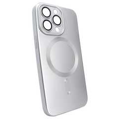 Чехол матовый Silicone with MagSafe для iPhone 12 Pro Max c защитными линзами на камеру Silver