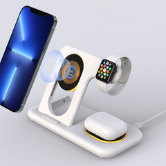 Безпровідна зарядка 3 в 1 Fast Charge Copper (iPhone + Apple Watch + AirPods) White
