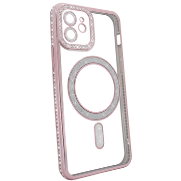 Чехол для iPhone 11 Diamond Shining Case with MagSafe с защитными линзамы на камеру, Rose Gold