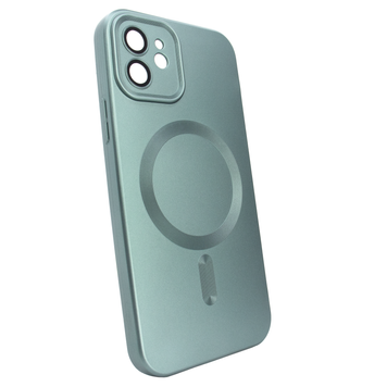 Чехол матовый Silicone with MagSafe для iPhone 11 c защитными линзами на камеру Green