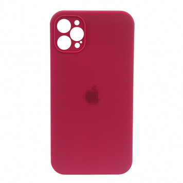 Чохол Silicone Case FULL CAMERA (square side) (на iPhone 12 pro) (Rose Red)