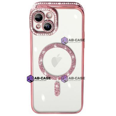 Чохол для iPhone 15 Pro Max Diamond Shining Case with MagSafe із захисними лінзами на камеру, Rose Gold