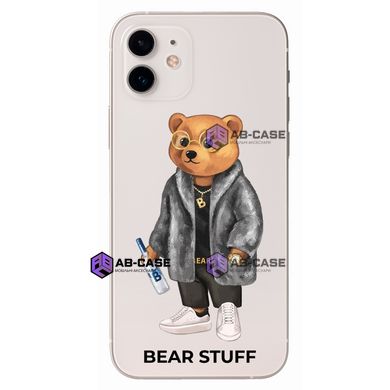 Чехол прозрачный Print Bear Stuff для iPhone 12 mini Мишка в шубе
