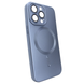 Чехол матовый Silicone with MagSafe для iPhone 14 Pro Max c защитными линзами на камеру Midnight Blue