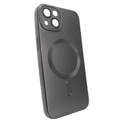 Чехол матовый Silicone with MagSafe для iPhone 13 c защитными линзами на камеру Black