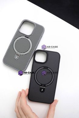 Чохол для iPhone 15 Pro Max : Nofelet Carbon MagSafe з підставкою &ndash; Titanium Gray