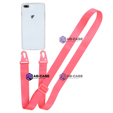 Прозорий чохол для iPhone 7 Plus | 8 Plus з ремінцем Crossbody Hot Pink
