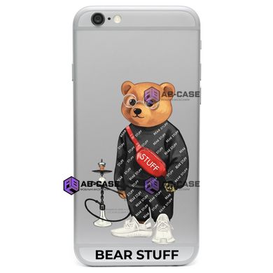 Чохол прозорий Print Bear Stuff на iPhone 6/6s Мишка с кальяном