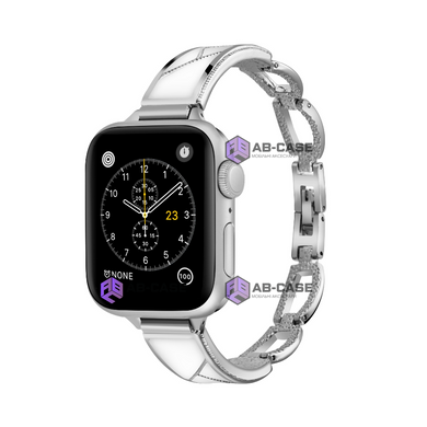 Ремінець для Apple Watch 38|40|41mm металевий Fashion Lady Band Silver-White