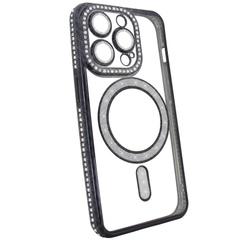 Чехол для iPhone 15 Pro Diamond Shining Case with MagSafe с защитными линзамы на камеру, Black