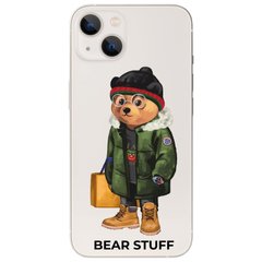 Чехол прозрачный Print Bear Stuff для iPhone 15 Plus Мишка в куртке
