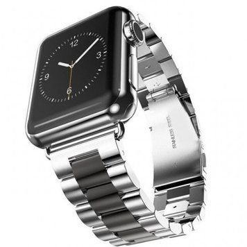 Стальной ремешок Stainless Steel Braslet 3 Beads для Apple Watch (42mm, 44mm, 45mm, 46mm, 49mm Silver-Black)