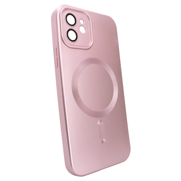 Чехол матовый Silicone with MagSafe для iPhone 11 c защитными линзами на камеру Pink