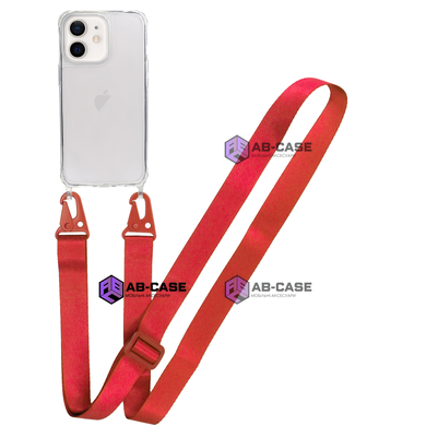 Прозрачный чехол для iPhone 12|12 Pro c ремешком Crossbody Red