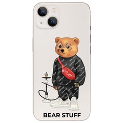 Чехол прозрачный Print Bear Stuff для iPhone 15 Plus Мишка с кальяном