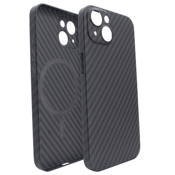 Чехол для iPhone 14 PC Carbon with MagSafe Black