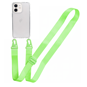 Прозорий чохол для iPhone 12|12 Pro з ремінцем Crossbody Neon Green