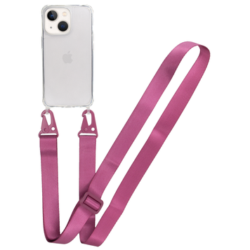Прозорий чохол для iPhone 14 Plus з ремінцем Crossbody Rose Red
