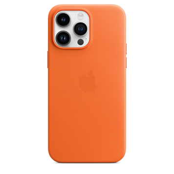 Шкіряний чохол Leather Case with MagSafe Orange на iPhone 14 Pro