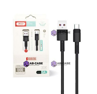 Кабель XO (USB to Type-C) 5A NB-Q166 Fast Charging &ndash; Black (1m)