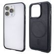 Чохол для iPhone 15 Pro Metal Bumpers PU Leather Case with MagSafe - Black