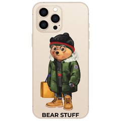 Чехол прозрачный Print Bear Stuff для iPhone 15 Pro Max Мишка в куртке
