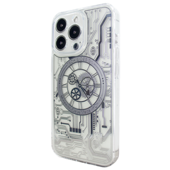 Чехол Clock with MagSafe для iPhone 14 Plus прозрачный Silver