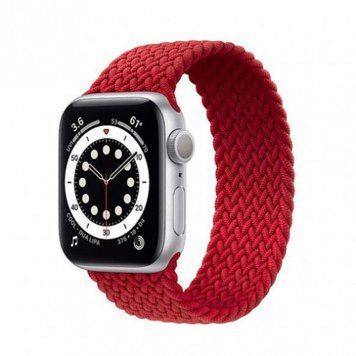 Монобраслет на Apple Watch Braided Solo Loop (Red, 42mm, 44mm, 45mm, 46mm, 49mm S)