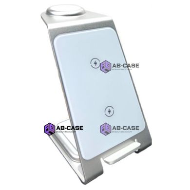 Бездротова зарядка 3 в 1 Smart Pure Metal 15W (iPhone+Apple Watch+AirPods) White