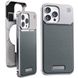 Чохол для iPhone 15 Pro Max металевий Aluminium with Leather MagSafe Case зі шкіряними вставками - Gray