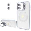 Чохол для iPhone 12 Logo Case PU Leather з лінзами та підставкою Stand Camera - White