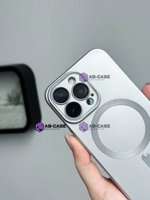 Чехол матовый Silicone with MagSafe для iPhone 14 Pro Max c защитными линзами на камеру Silver